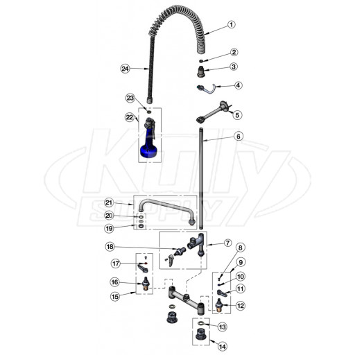 T&S Brass B-0123-A-B08 Series Pre-Rinse Parts Breakdown