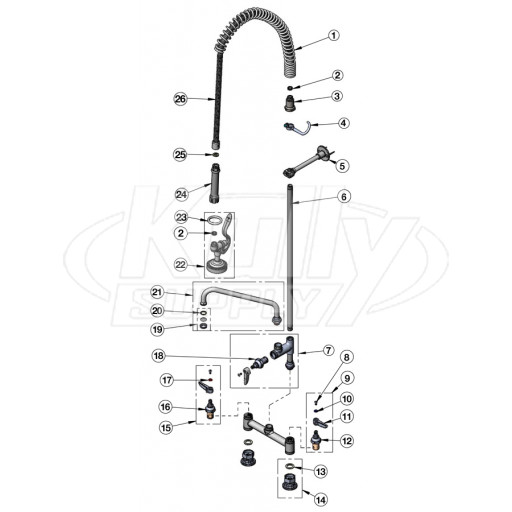 T&S Brass B-0123-ADF-B Series Pre-Rinse Parts Breakdown