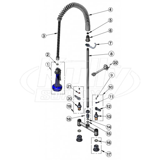 T&S Brass B-0123-B08 Series Pre-Rinse Parts Breakdown