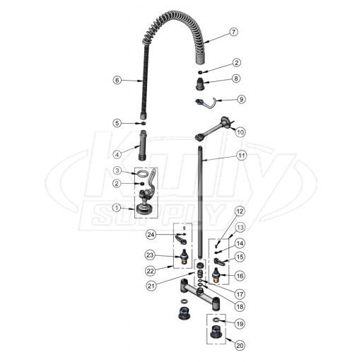 T&S Brass B-0123-B Series Pre-Rinse Parts Breakdown