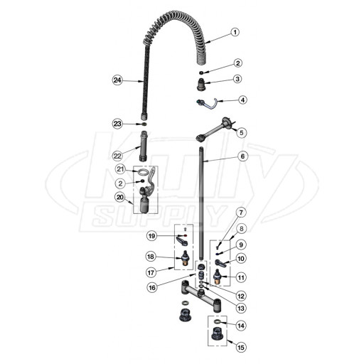 T&S Brass B-0123-BC Series Pre-Rinse Parts Breakdown