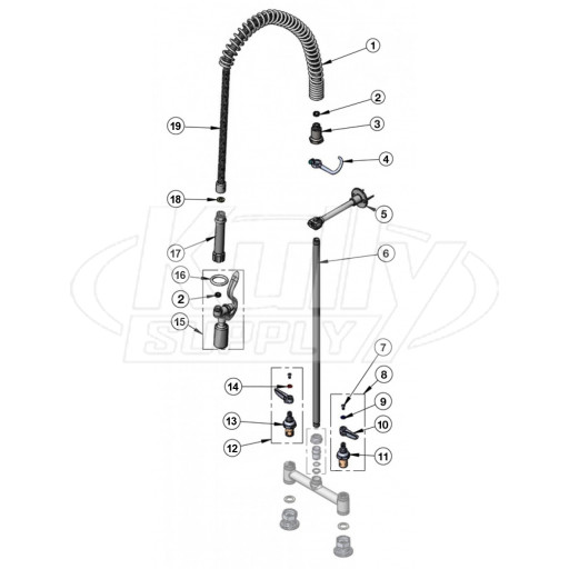 T&S Brass Spring-Hose Low-Flow Pre-Rinse Parts Breakdown