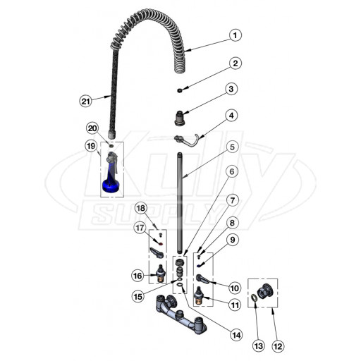 T&S Brass B-0133-B08 Series Pre-Rinse Parts Breakdown