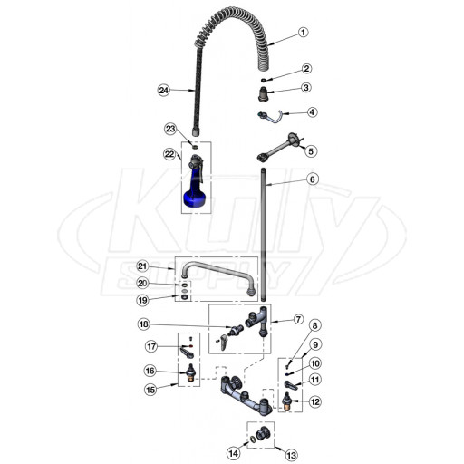 T&S Brass B-0133-A-B08 Series Pre-Rinse Parts Breakdown