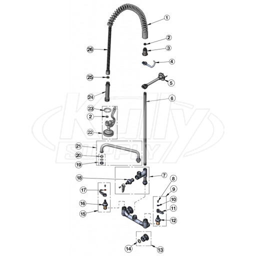 T&S Brass B-0133-ADF-B Series Pre-Rinse Parts Breakdown