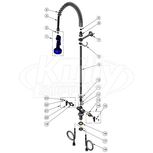 T&S Brass B-0113-08 Series Pre-Rinse Parts Breakdown