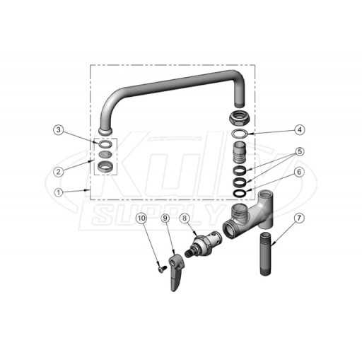 T&S Brass B-0156 12" Add-On Faucet Parts Breakdown