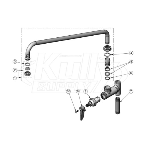 T&S Brass B-0157 18" Add-On Faucet Parts Breakdown