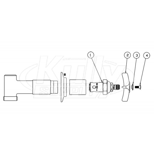 T&S Brass B-1025-1 Concealed Straight Valve Assembly Parts Breakdown