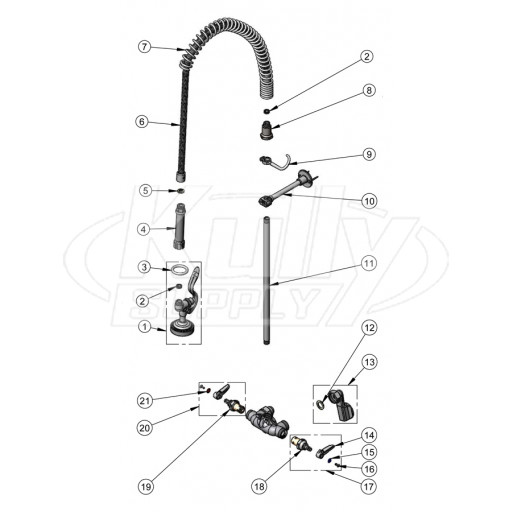 T&S Brass B-2261-B Series Pre-Rinse Parts Breakdown