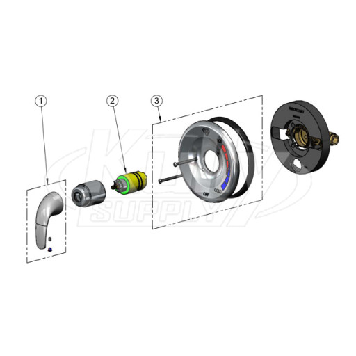 T&S Brass B-3204 Shower Valve   Parts Breakdown