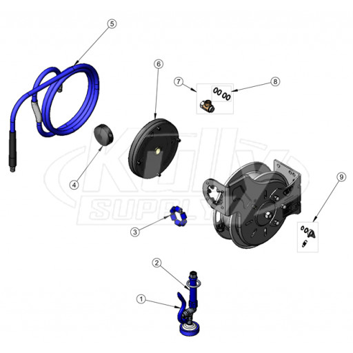 T&S Brass Hose Reel B-7112 Series Parts Breakdown