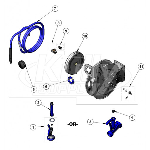 T&S Brass Hose Reel B-7132 Series Parts Breakdown