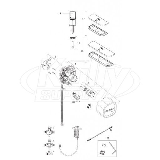 Sloan EFX-300, EFX-350, EFX-380 Series Capacitance Sensor Faucet Parts Breakdown