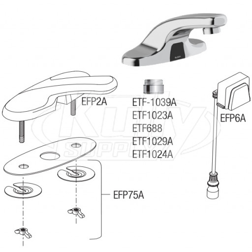 Sloan EBF-650 Battery-Powered Bluetooth Sensor Faucet Parts Breakdown (Post-2019)