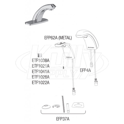 Sloan EBF-187 Battery-Powered Bluetooth Sensor Faucet Parts Breakdown (Post-2019)