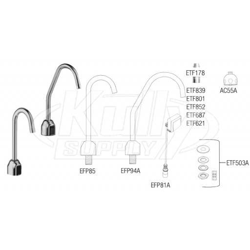 Sloan ETF-700 Hardwired Bluetooth Sensor Faucet Parts Breakdown (Post-2019)