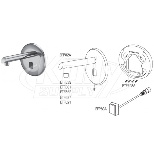 Sloan EBF-850 Battery-Powered Bluetooth Sensor Faucet Parts Breakdown (Post-2019)