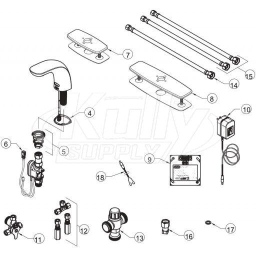 Zurn Z6956-XL-CV Cumberland Faucet Parts Breakdown