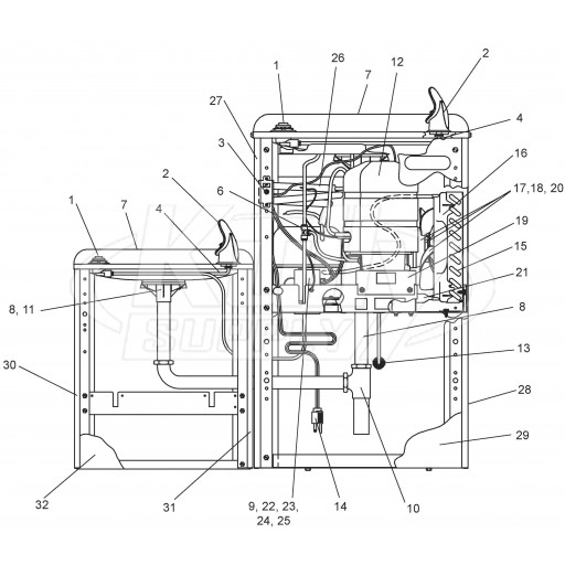 Elkay EWTLA Dual Station Drinking Fountain Parts Breakdown