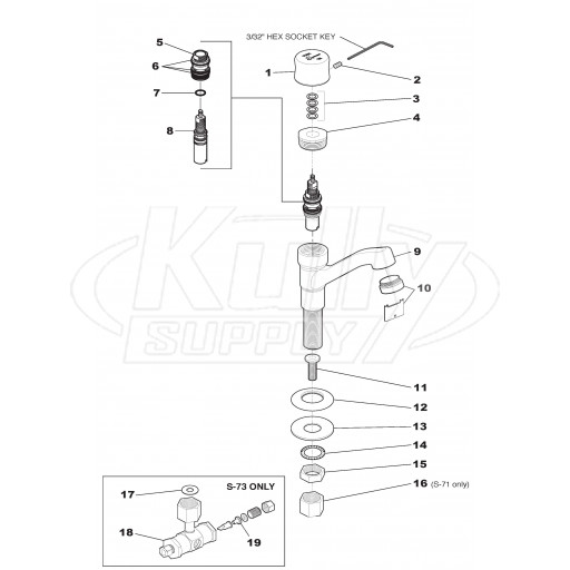 Symmons S-71/S-73 Faucet Parts Breakdown