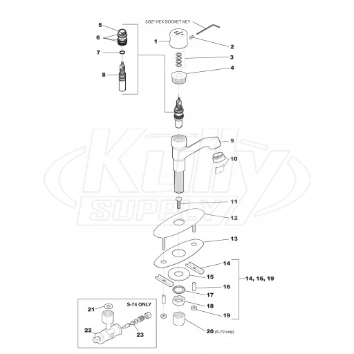 Symmons S-72/S-74 Faucet Parts Breakdown