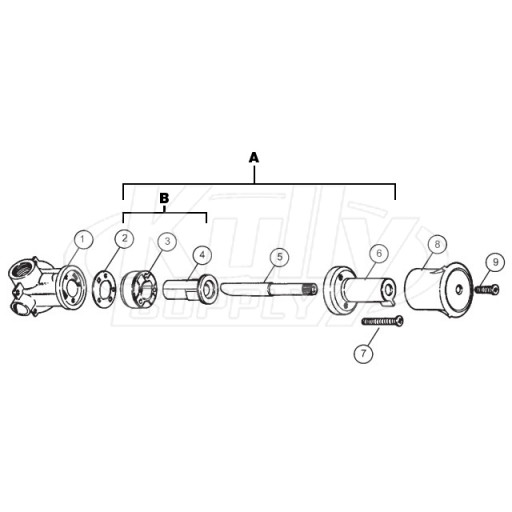 Bradley Bradtrol Shower Valve For Econo-Wall, Wall Saver, and Panelons Parts Breakdown