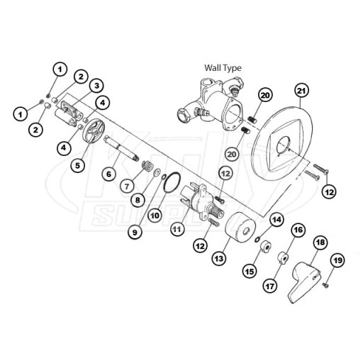 Bradley Equa-Flo Wall Shower Valve For Shower Valve March 2002 To July 2004 Parts Breakdown