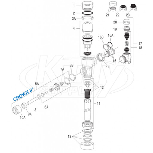 Sloan Crown II Flushometer Parts Breakdown