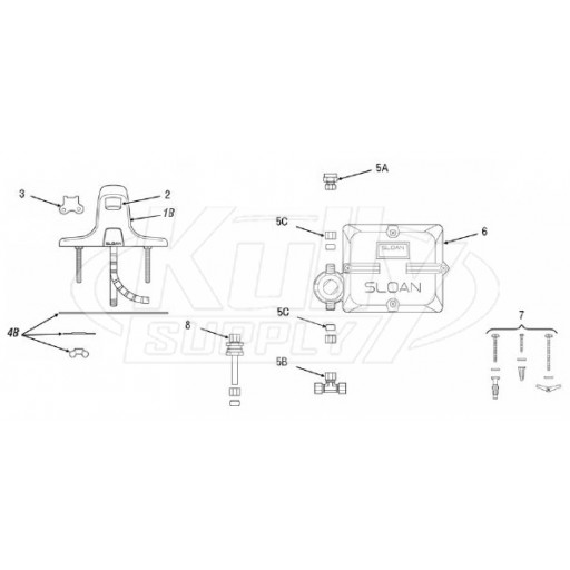 Sloan EBF-650 Faucet Parts Breakdown (Pre 09/2008)