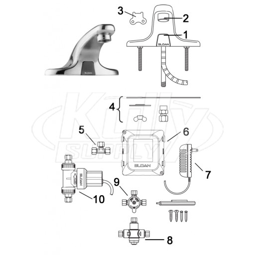 Sloan EBF-650 Faucet Parts Breakdown (2008-2019)