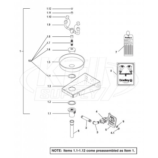 Bradley S19-220BSS Parts Breakdown