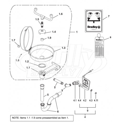 Bradley S19-220DCPT Parts Breakdown