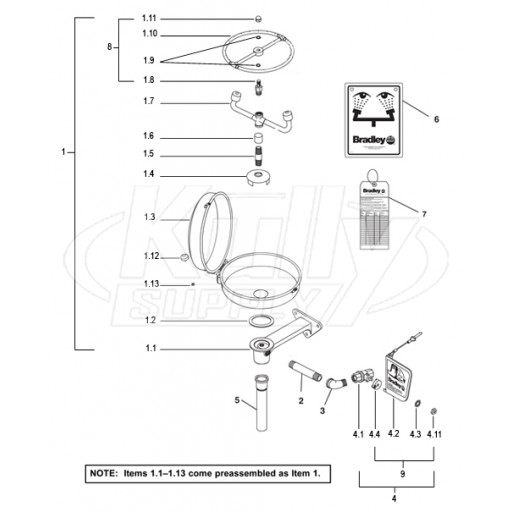 Bradley S19-220DCR Parts Breakdown