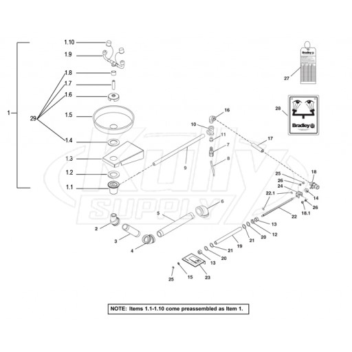 Bradley S19-220HFP Parts Breakdown