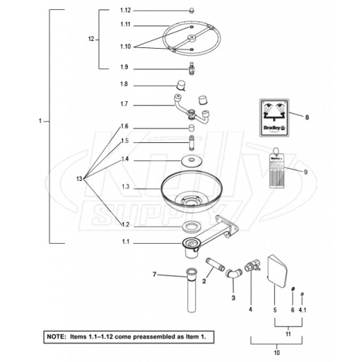 Bradley S19-220H Parts Breakdown