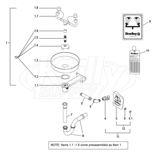 Bradley S19-220BPT Parts Breakdown