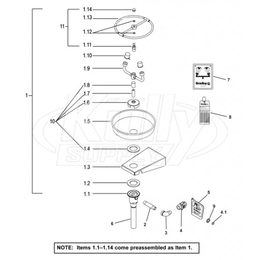 Bradley S19-220SS Parts Breakdown