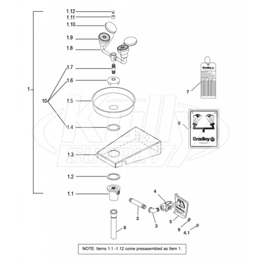 Bradley S19-220TSS Parts Breakdown