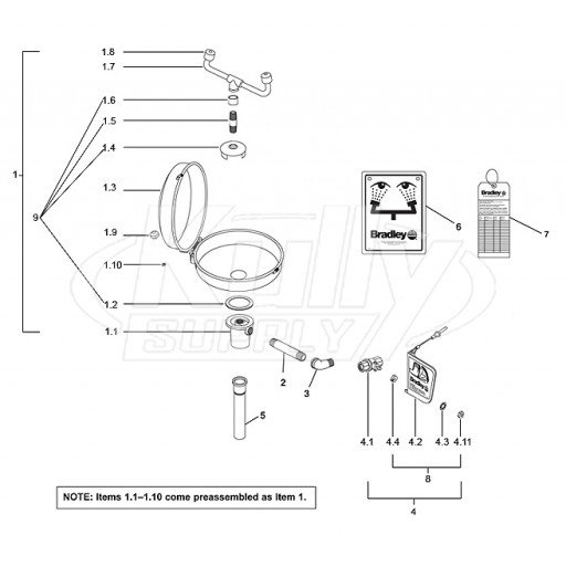 Bradley S19-230DC Parts Breakdown