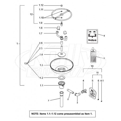 Bradley S19-230H Parts Breakdown