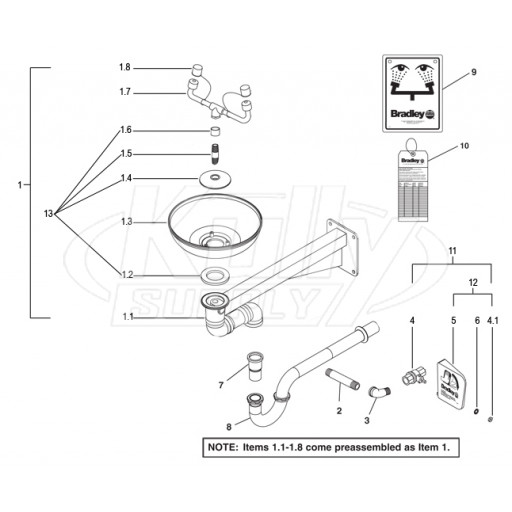 Bradley S19-220ABF Parts Breakdown