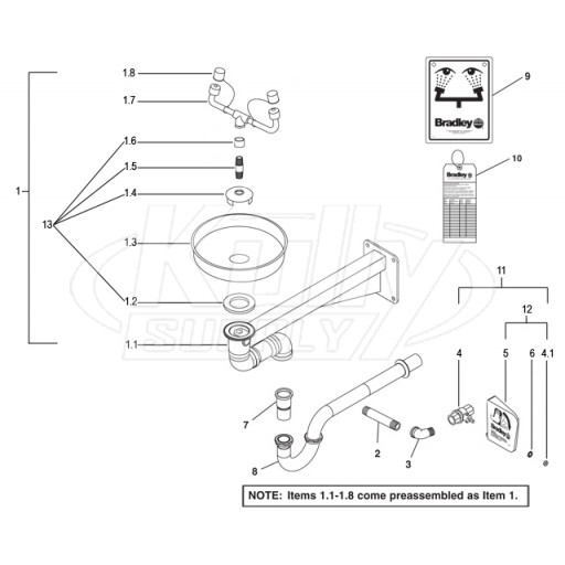 Bradley S19-220BBF Parts Breakdown