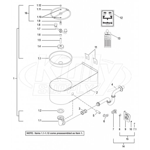 Bradley S19-220BF Parts Breakdown