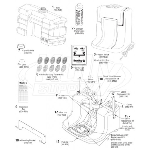 Bradley S19-921, S19-921H, & S19-921HR Parts Breakdown