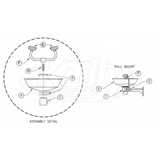 Wall Mount Eye/Face Wash w/ Bowl