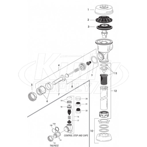 Sloan Royal II Flushometer Parts Breakdown