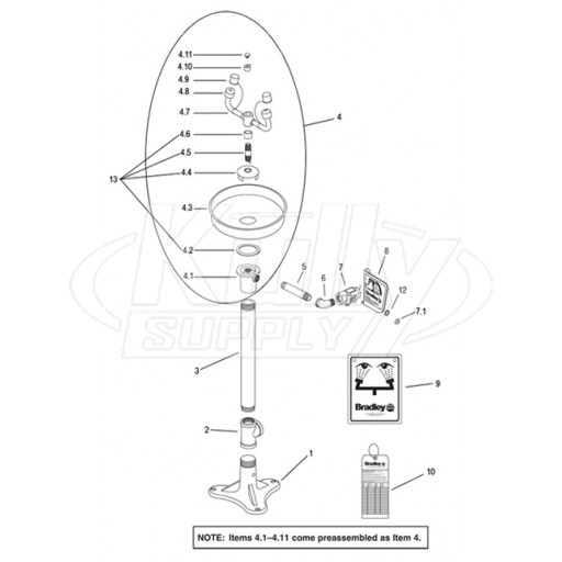 Bradley S19-210BSS Parts Breakdown