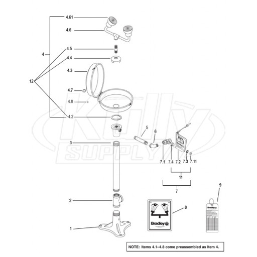 Bradley S19-210DCFW Parts Breakdown