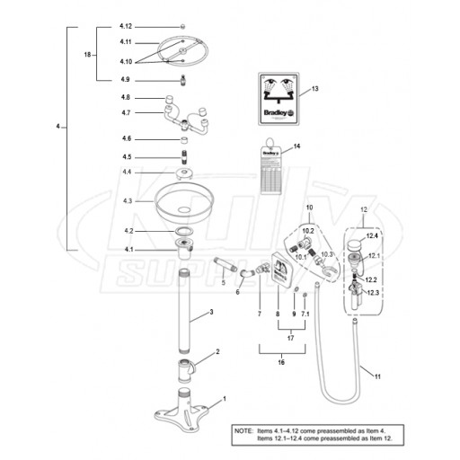 Bradley S19-210P Parts Breakdown